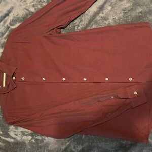 Perry Ellis Men's Maroon Button Down Shirt